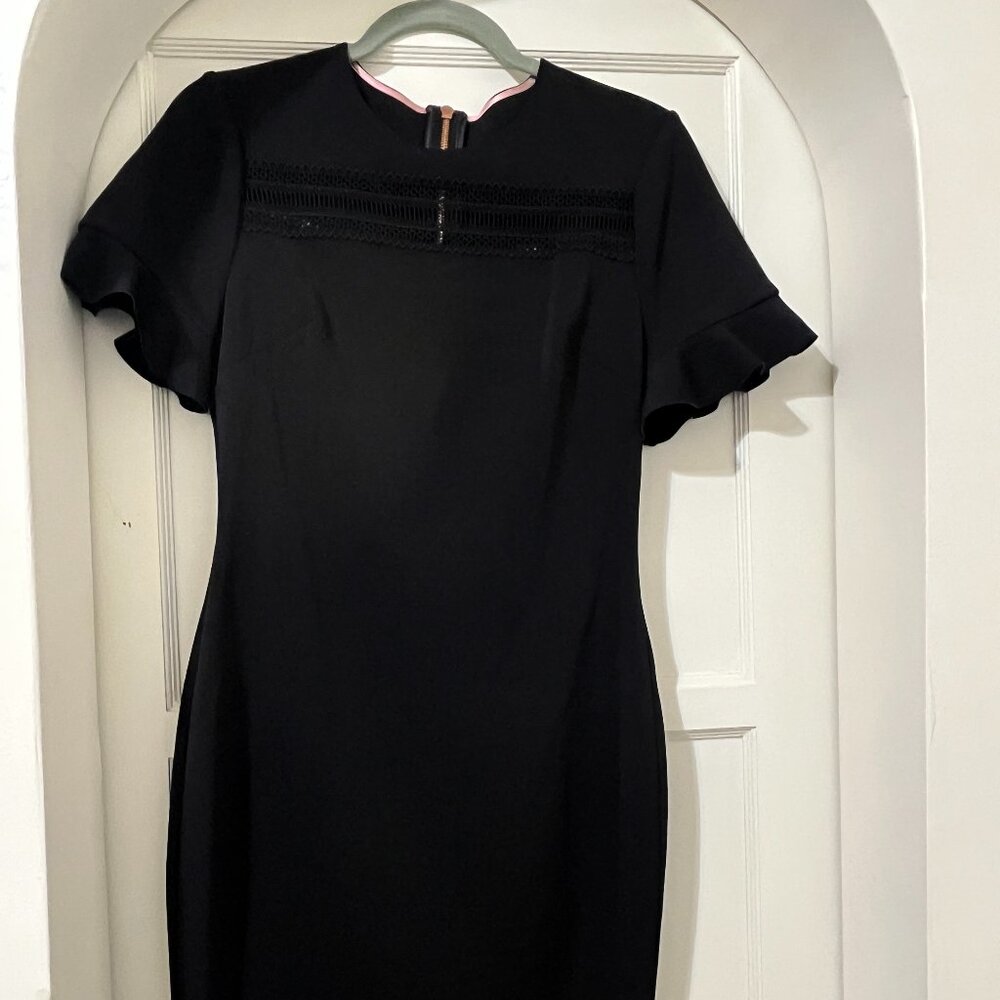 Ted Baker London Livsia Lace Panel Pencil Dress (Black)